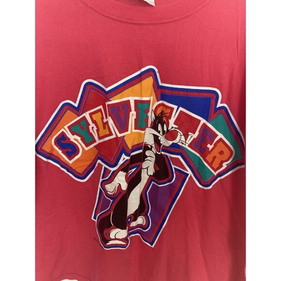 Looney Tunes Vintage 1996 Sylvester Tshirt Pink Size 2XL - Picture 2 of 5